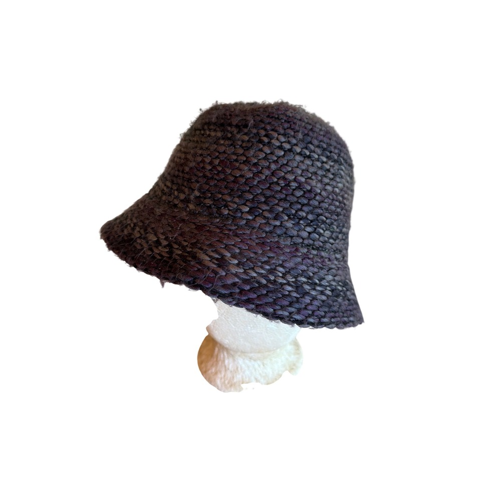 C&C California Cloche Hat Purple Woven Chunky Knit Vintage Style Winter Cap